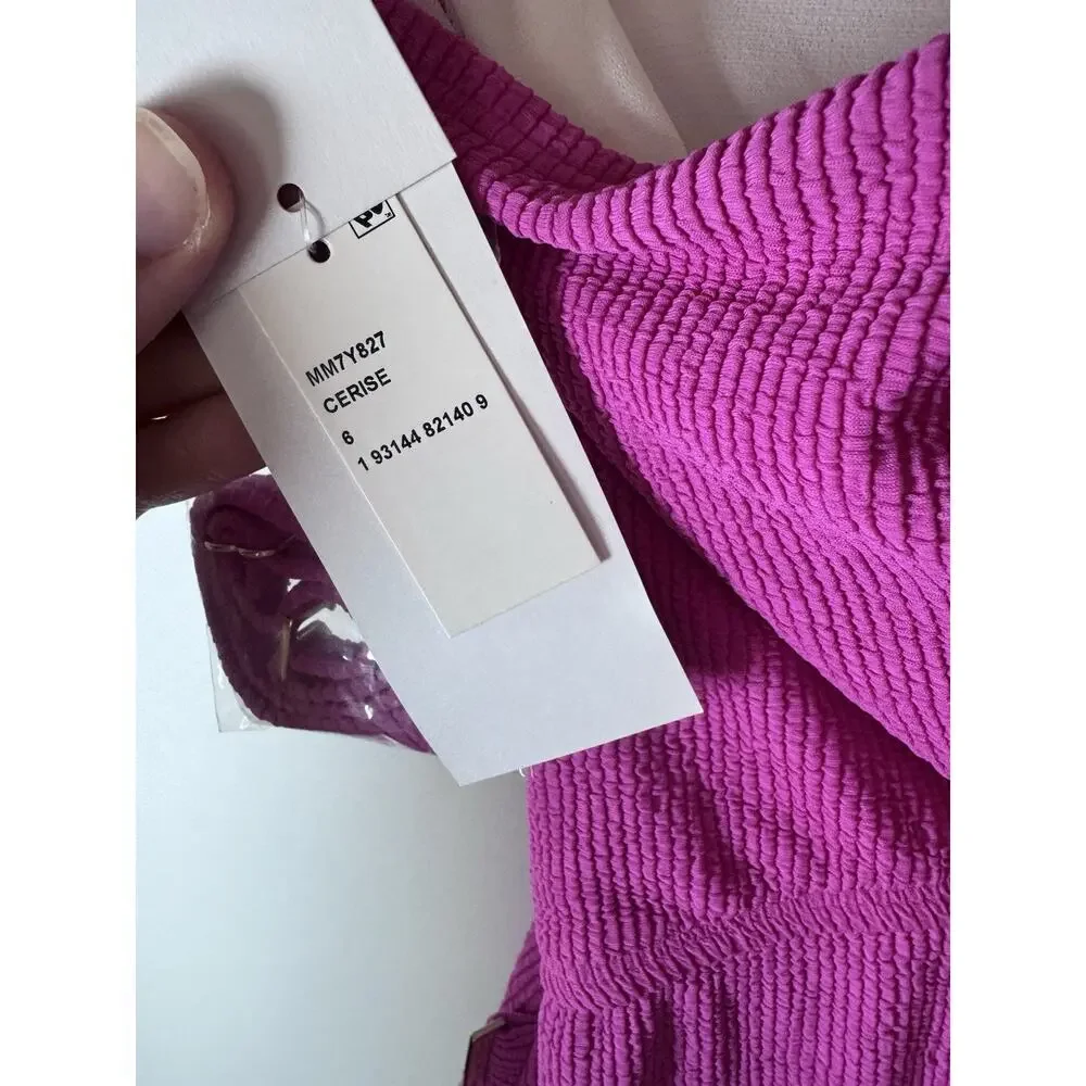 Michael Kors Pink One Piece Swimsuit Sz 6 Cut Out Monokini One Shoulder Swim NWT